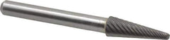 Atrax - 5/16" Cut Diam, 1/4" Shank Diam, Taper Head Single Cut Burr - Radius End, 7/8" LOC, 2-3/4" OAL - Eagle Tool & Supply