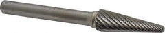 Atrax - 3/8" Cut Diam, 1/4" Shank Diam, Taper Head Single Cut Burr - Radius End, 1-1/16" LOC, 2-15/16" OAL - Eagle Tool & Supply