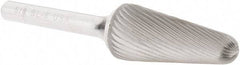 Atrax - 5/8" Cut Diam, 1/4" Shank Diam, Taper Head Single Cut Burr - Radius End, 1-5/16" LOC, 3-3/16" OAL - Eagle Tool & Supply