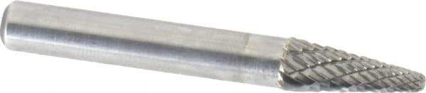 Atrax - 1/4" Cut Diam, 1/4" Shank Diam, Taper Head Double Cut Burr - Radius End, 5/8" LOC, 2" OAL - Eagle Tool & Supply