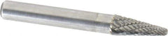 Atrax - 1/4" Cut Diam, 1/4" Shank Diam, Taper Head Double Cut Burr - Radius End, 5/8" LOC, 2" OAL - Eagle Tool & Supply