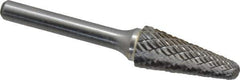 Atrax - 1/2" Cut Diam, 1/4" Shank Diam, Taper Head Double Cut Burr - Radius End, 1-1/8" LOC, 3" OAL - Eagle Tool & Supply