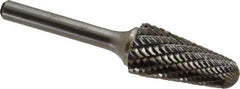 Atrax - 5/8" Cut Diam, 1/4" Shank Diam, Taper Head Double Cut Burr - Radius End, 1-5/16" LOC, 3-3/16" OAL - Eagle Tool & Supply