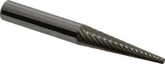 Atrax - 1/4" Cut Diam, 1/4" Shank Diam, Cone Head Single Cut Burr - Carbide, Point End, 1" LOC, 2" OAL - Eagle Tool & Supply