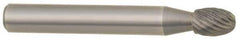 M.A. Ford - 5/8" Cut Diam, 1/4" Shank Diam, Oval Head Single Cut Burr - Carbide, Radius End, 1" LOC, 3" OAL - Eagle Tool & Supply