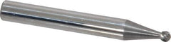 Atrax - 1/8" Cut Diam, 1/4" Shank Diam, Ball Head Single Cut Burr - Carbide, Radius End, 3/32" LOC, 2" OAL - Eagle Tool & Supply