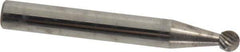 Atrax - 3/16" Cut Diam, 1/4" Shank Diam, Ball Head Single Cut Burr - Carbide, Radius End, 1/8" LOC, 2" OAL - Eagle Tool & Supply