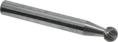 Atrax - 1/4" Cut Diam, 1/4" Shank Diam, Ball Head Single Cut Burr - Carbide, Radius End, 7/32" LOC, 2" OAL - Eagle Tool & Supply