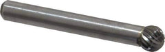 Atrax - 5/16" Cut Diam, 1/4" Shank Diam, Ball Head Single Cut Burr - Carbide, Radius End, 1/4" LOC, 2-1/32" OAL - Eagle Tool & Supply