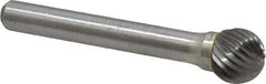 Atrax - 7/16" Cut Diam, 1/4" Shank Diam, Ball Head Single Cut Burr - Carbide, Radius End, 3/8" LOC, 2-3/16" OAL - Eagle Tool & Supply