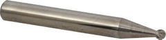 Atrax - 1/8" Cut Diam, 1/4" Shank Diam, Ball Head Double Cut Burr - Carbide, Radius End, 3/32" LOC, 2" OAL - Eagle Tool & Supply