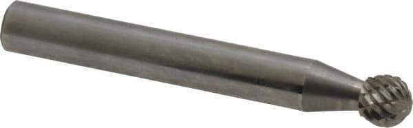 Atrax - 1/4" Cut Diam, 1/4" Shank Diam, Ball Head Double Cut Burr - Carbide, Radius End, 7/32" LOC, 2" OAL - Eagle Tool & Supply