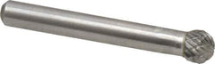 Atrax - 5/16" Cut Diam, 1/4" Shank Diam, Ball Head Double Cut Burr - Carbide, Radius End, 1/4" LOC, 2-1/32" OAL - Eagle Tool & Supply