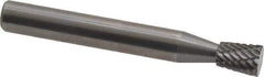 Atrax - 1/4" Cut Diam, 1/4" Shank Diam, Inverted Cone Head Double Cut Burr - Carbide, Flat End, 5/16" LOC, 2" OAL - Eagle Tool & Supply