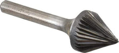 Atrax - 3/4" Cut Diam, 1/4" Shank Diam, Taper Head Single Cut Burr - Carbide, Radius End, 11/16" LOC, 2-7/16" OAL - Eagle Tool & Supply