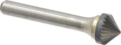 Atrax - 1/2" Cut Diam, 1/4" Shank Diam, Cone Head Single Cut Burr - Carbide, Point End, 1/4" LOC, 2" OAL - Eagle Tool & Supply