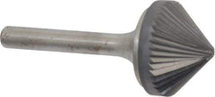 Atrax - 1" Cut Diam, 1/4" Shank Diam, Cone Head Single Cut Burr - Carbide, Point End, 1/2" LOC, 2-1/4" OAL - Eagle Tool & Supply