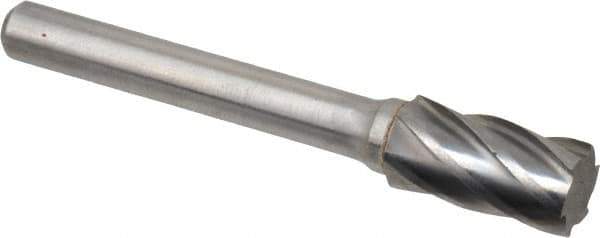 Atrax - 3/8" Cut Diam, 1/4" Shank Diam, Cylinder Head Fluted Cut Burr - Flat End, 3/4" LOC, 2-1/2" OAL - Eagle Tool & Supply