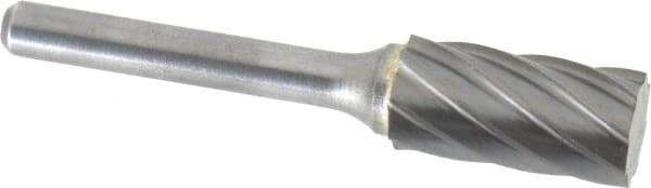 Atrax - 1/2" Cut Diam, 1/4" Shank Diam, Cylinder Head Fluted Cut Burr - Flat End, 1" LOC, 2-3/4" OAL - Eagle Tool & Supply