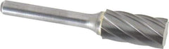Atrax - 1/2" Cut Diam, 1/4" Shank Diam, Cylinder Head Fluted Cut Burr - Flat End, 1" LOC, 2-3/4" OAL - Eagle Tool & Supply