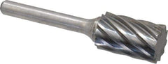 Atrax - 5/8" Cut Diam, 1/4" Shank Diam, Cylinder Head Fluted Cut Burr - Flat End, 1" LOC, 2-3/4" OAL - Eagle Tool & Supply