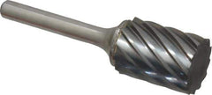 Atrax - 3/4" Cut Diam, 1/4" Shank Diam, Cylinder Head Fluted Cut Burr - Flat End, 1" LOC, 2-3/4" OAL - Eagle Tool & Supply