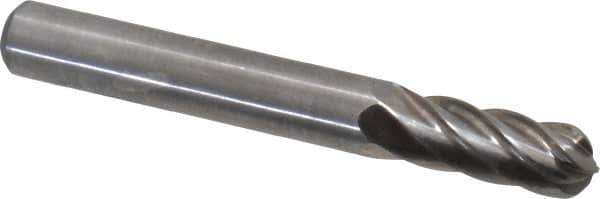 Atrax - 1/4" Cut Diam, 1/4" Shank Diam, Cylinder with Radius Head Fluted Cut Burr - Radius End, 5/8" LOC, 2" OAL - Eagle Tool & Supply