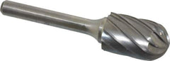 Atrax - 5/8" Cut Diam, 1/4" Shank Diam, Cylinder with Radius Head Fluted Cut Burr - Radius End, 1" LOC, 2-3/4" OAL - Eagle Tool & Supply