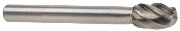 M.A. Ford - 1/2" Cut Diam, 1/4" Shank Diam, Oval Head Single Cut Burr - Carbide, Radius End, 7/8" LOC, 2-7/8" OAL - Eagle Tool & Supply