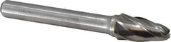 Atrax - 3/8" Cut Diam, 1/4" Shank Diam, Tree with Radius Head Fluted Cut Burr - Radius End, 3/4" LOC, 2-1/2" OAL - Eagle Tool & Supply