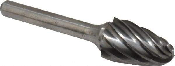 Atrax - 5/8" Cut Diam, 1/4" Shank Diam, Tree with Radius Head Fluted Cut Burr - Radius End, 1" LOC, 2-3/4" OAL - Eagle Tool & Supply