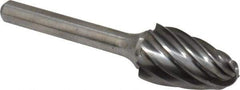 Atrax - 5/8" Cut Diam, 1/4" Shank Diam, Tree with Radius Head Fluted Cut Burr - Radius End, 1" LOC, 2-3/4" OAL - Eagle Tool & Supply