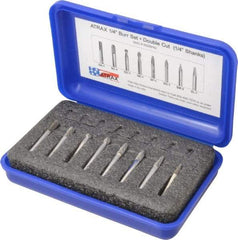 Atrax - 8 Piece, 1/4" Shank Burr Set - Tungsten Carbide, Multiple Head Shape - Eagle Tool & Supply