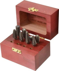 Atrax - 8 Piece, 1/4" Shank Burr Set - Tungsten Carbide, Multiple Head Shape - Eagle Tool & Supply