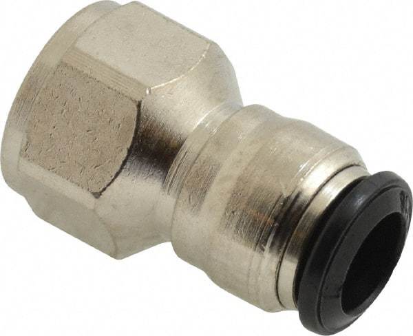 Alpha Technologies - 8mm Outside Diam, 1/4 BSPP, Nickel Plated Brass Push-to-Connect Tube Female Connector - 250 Max psi, Tube to Female BSPP Connection, Buna O-Ring - Eagle Tool & Supply