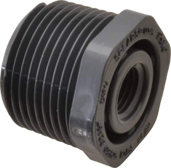 Value Collection - 1 x 1/4" PVC Plastic Pipe Reducer Bushing - Schedule 80, MIPT x FIPT End Connections - Eagle Tool & Supply