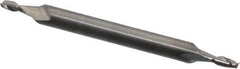 Atrax - 1/16", 1/8" LOC, 1/8" Shank Diam, 1-1/2" OAL, 2 Flute, Solid Carbide Square End Mill - Double End, Uncoated, Spiral Flute, 30° Helix, Centercutting - Eagle Tool & Supply