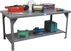 Strong Hold - 72 Wide x 36" Deep x 34" High, Stainless Steel Work Table - Flat Top, Angle Legs, Dark Gray - Eagle Tool & Supply
