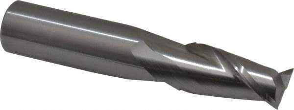 Atrax - 11/16", 1-3/8" LOC, 3/4" Shank Diam, 4" OAL, 2 Flute, Solid Carbide Square End Mill - Single End, Uncoated, Spiral Flute, 30° Helix, Centercutting, Right Hand Cut, Right Hand Flute - Eagle Tool & Supply
