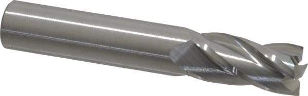 Atrax - 1/2", 1" LOC, 1/2" Shank Diam, 3" OAL, 4 Flute, Solid Carbide Square End Mill - Single End, Uncoated, Spiral Flute, 30° Helix, Centercutting, Right Hand Cut - Eagle Tool & Supply