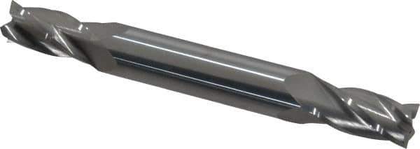 Atrax - 7/16", 7/8" LOC, 1/2" Shank Diam, 4" OAL, 4 Flute, Solid Carbide Square End Mill - Double End, Uncoated, Spiral Flute, 30° Helix, Centercutting - Eagle Tool & Supply