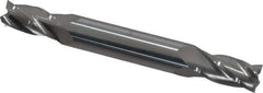 Atrax - 7/16", 7/8" LOC, 1/2" Shank Diam, 4" OAL, 4 Flute, Solid Carbide Square End Mill - Double End, Uncoated, Spiral Flute, 30° Helix, Centercutting - Eagle Tool & Supply
