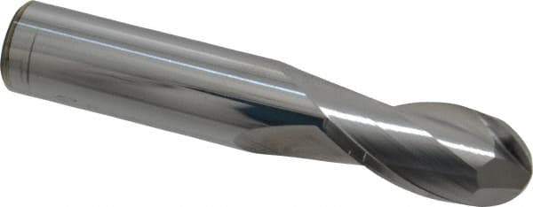 Atrax - 5/8" Diam, 1-1/4" LOC, 2 Flute Solid Carbide Ball End Mill - Uncoated, Single End, 3-1/2" OAL, 5/8" Shank Diam - Eagle Tool & Supply