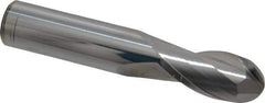 Atrax - 5/8" Diam, 1-1/4" LOC, 2 Flute Solid Carbide Ball End Mill - Uncoated, Single End, 3-1/2" OAL, 5/8" Shank Diam - Eagle Tool & Supply