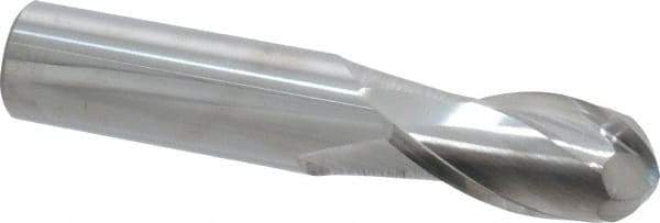 Atrax - 3/4" Diam, 1-1/2" LOC, 2 Flute Solid Carbide Ball End Mill - Uncoated, Single End, 4" OAL, 3/4" Shank Diam - Eagle Tool & Supply