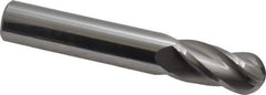 Atrax - 9/16" Diam, 1-1/8" LOC, 4 Flute Solid Carbide Ball End Mill - Uncoated, Single End, 3-1/2" OAL, 9/16" Shank Diam - Eagle Tool & Supply