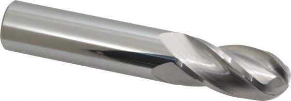 Atrax - 5/8" Diam, 1-1/4" LOC, 4 Flute Solid Carbide Ball End Mill - Uncoated, Single End, 3-1/2" OAL, 5/8" Shank Diam - Eagle Tool & Supply
