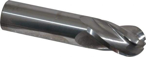 Atrax - 7/8" Diam, 1-1/2" LOC, 4 Flute Solid Carbide Ball End Mill - Uncoated, Single End, 4" OAL, 7/8" Shank Diam - Eagle Tool & Supply