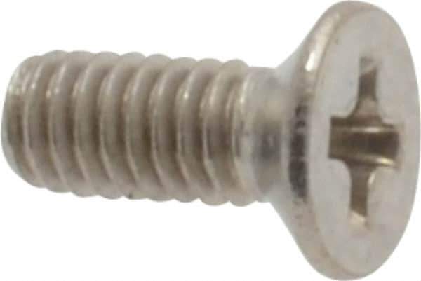 Value Collection - M2.5x0.45 Metric Coarse, 6mm OAL Phillips Drive Machine Screw - Flat Head, Grade 18-8 & A2 Stainless Steel, Uncoated, Without Washer - Eagle Tool & Supply