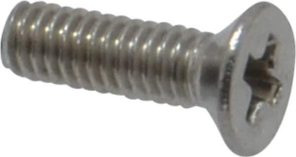 Value Collection - M2.5x0.45 Metric Coarse, 8mm OAL Phillips Drive Machine Screw - Flat Head, Grade 18-8 & A2 Stainless Steel, Uncoated, Without Washer - Eagle Tool & Supply